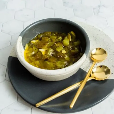 Charred Green Pepper and Preserved Lemon Salad