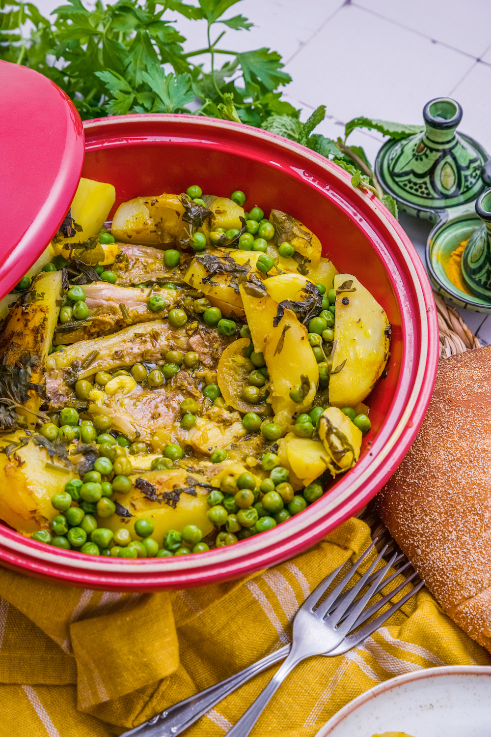 Lamb Tagine with Potatoes and Peas