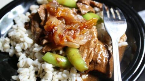 Weeknight Beef and Snap Pea Tagine with Sweet Onion & Apricot Mrouzia