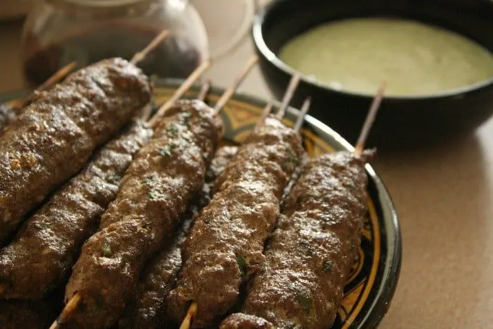 Lamb Kebabs with Pomegranate and Mint Dipping Sauce
