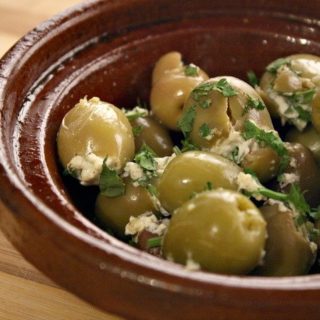 Stuffed Green Queen Olives with Garlic Infused Olive Oil 