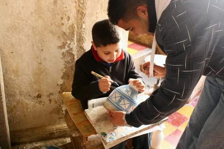 Drum Painting in Fez, Morocco