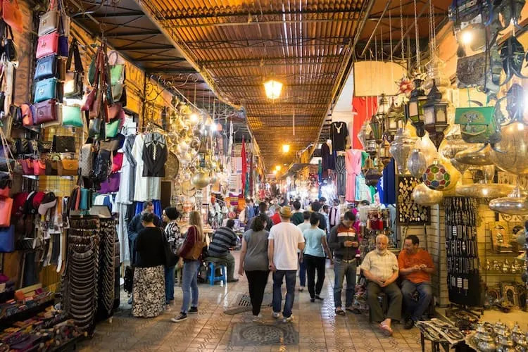 Shops in the souk of Marrakech