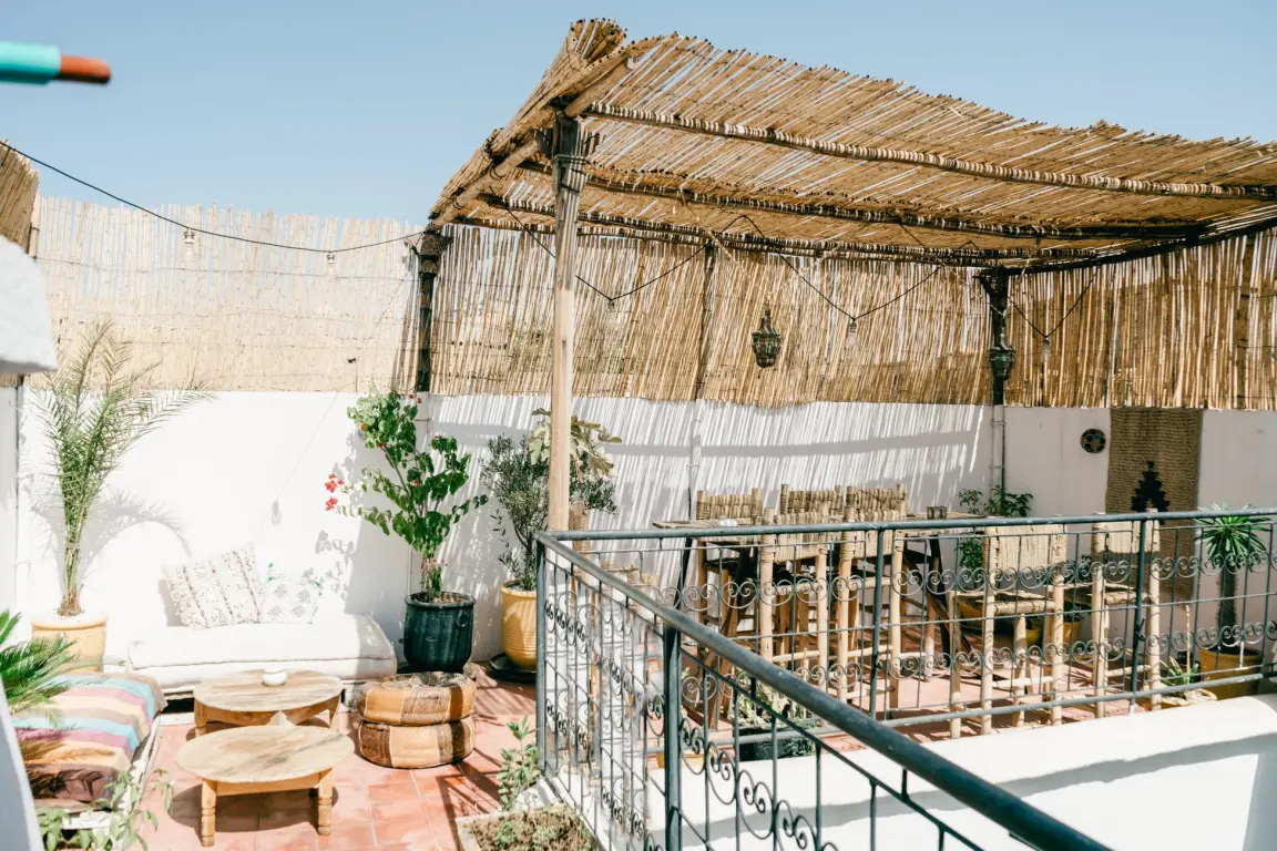 rooftop of a Marrakech hostel