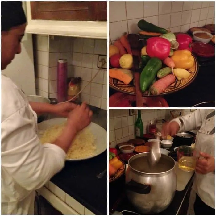 Homemade couscous preparation at Dar Les Cigognes