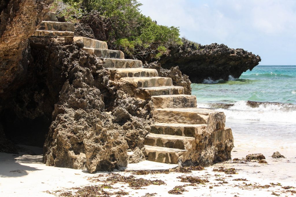 Stairs from the ocean in Kenya