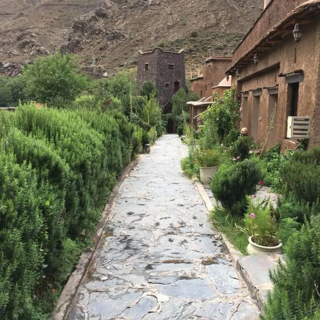 Walkway in the rain to Kasbah du Toubkal