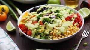 Vegan Mexican Chopped Salad with Avocado Dressing