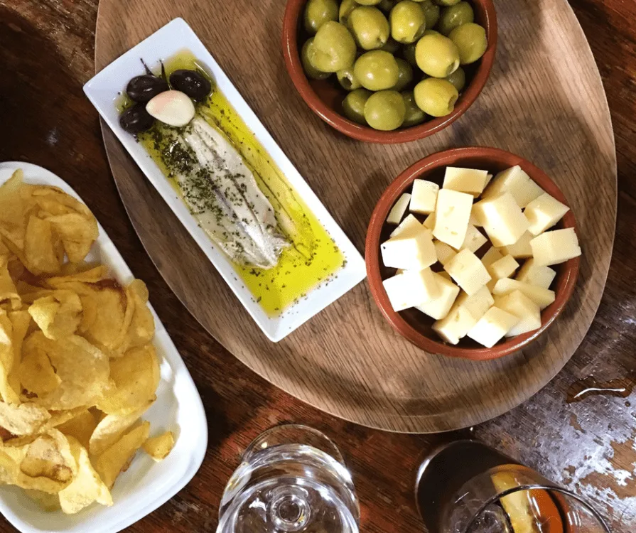 Snacks at a wine shop outside Barcelona