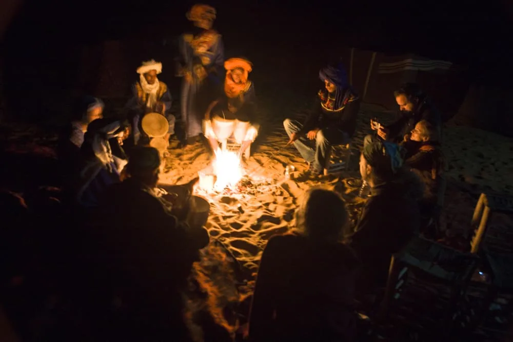 Singing under the stars in the Sahara Desert