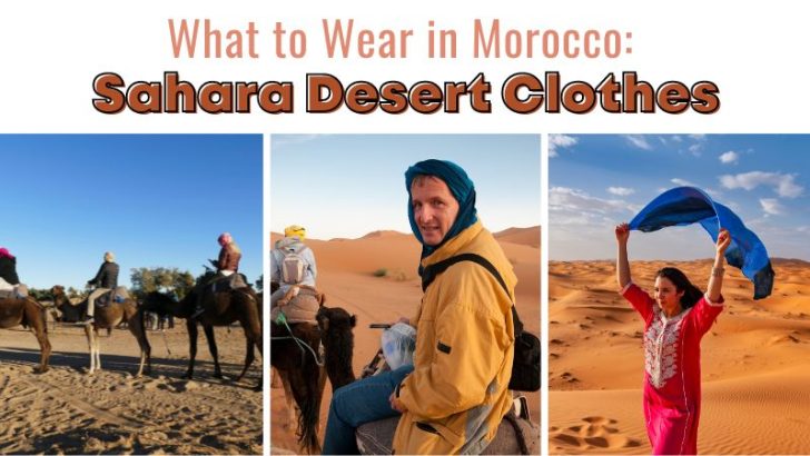 Tourists in the Sahara Desert with the text