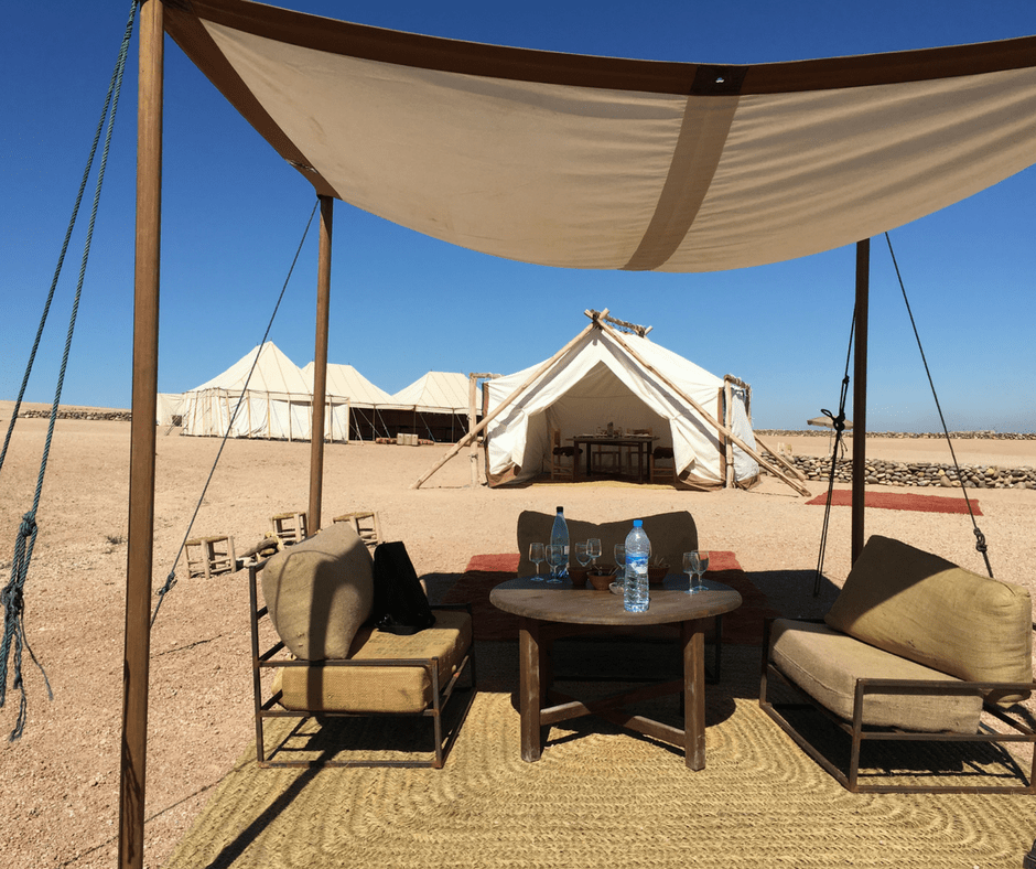 Lunch and day trip tents in the Agafay Desert