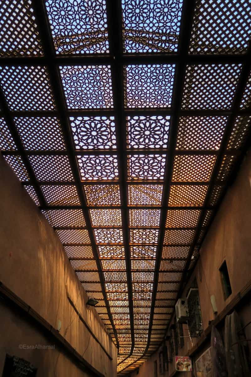Ceiling of a street in Marrakech