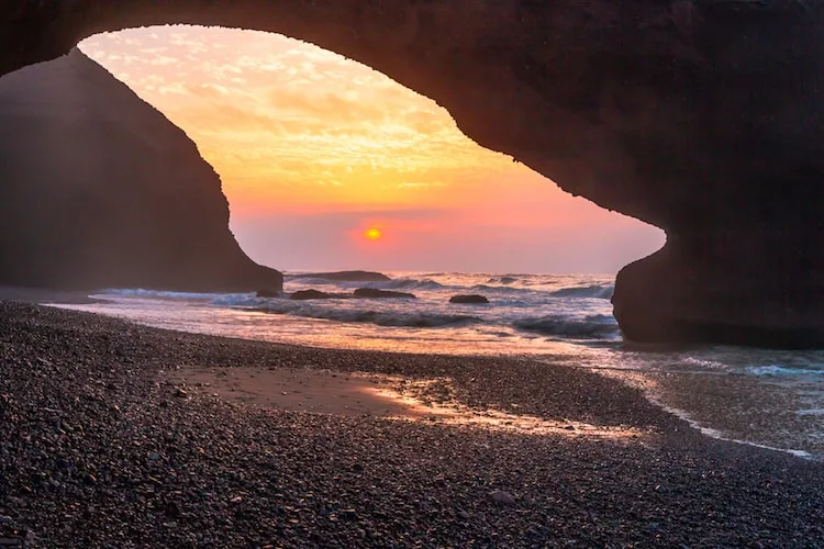 Sunset on the beach near Agadir Morocco