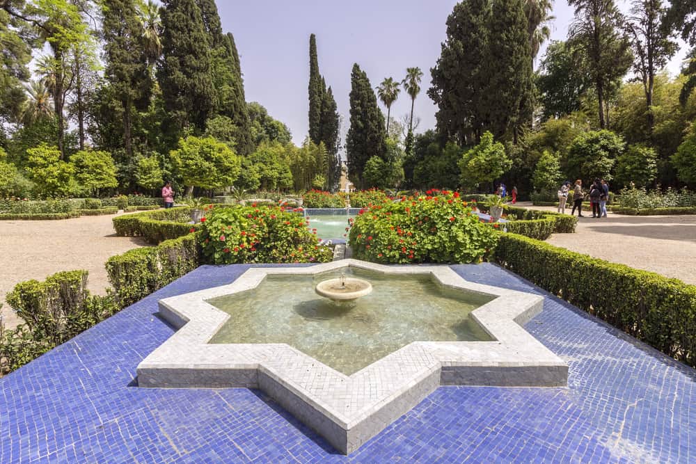 Water feature at Jnan Sbile park in Fez made of Moroccan tile in star pattern