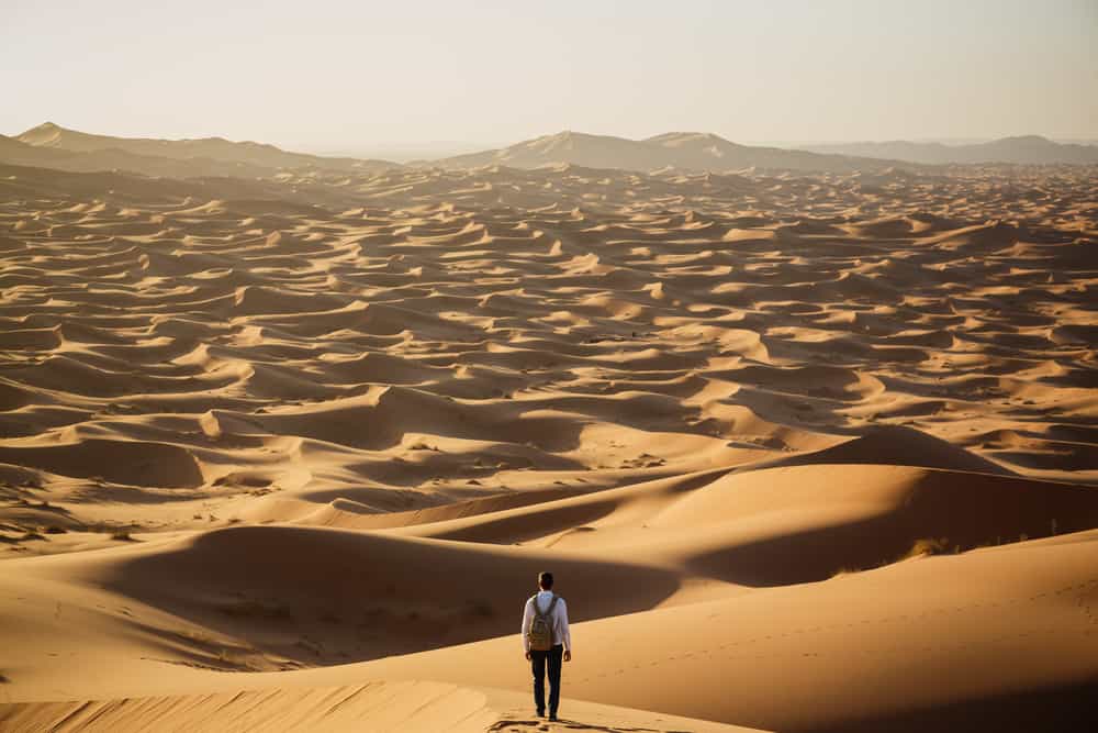 Man looking at the Sahara Desert
