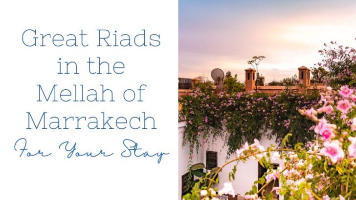 A rooftop in a riad in Mellah of Marrakech with the text