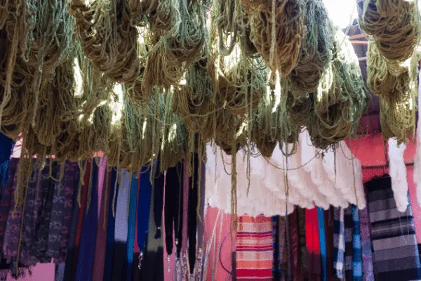 Street in Marrakech with yarn hanging to dry
