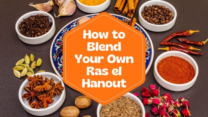 Ingredients placed in ceramic bowls for making ras el hanout