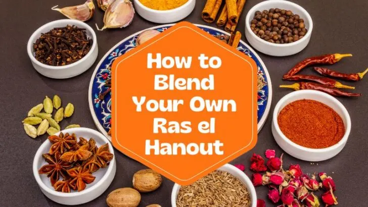 Ingredients placed in ceramic bowls for making ras el hanout