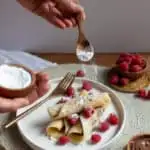 Moroccan pancakes with raspberries