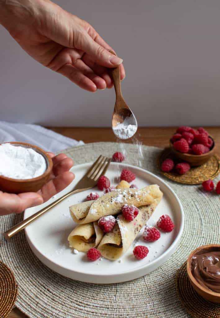 Moroccan pancakes with raspberries