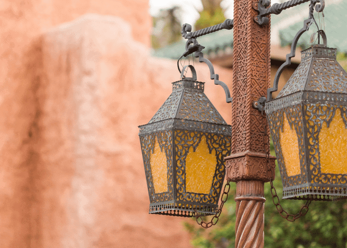 Moroccan Style Candle LED Lantern Rustic Outdoor Garden Light Square Lamp 