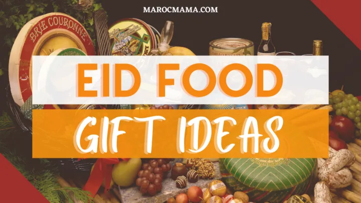A variety of fruits and vegetables on the table with the text Eid Food Gift Ideas