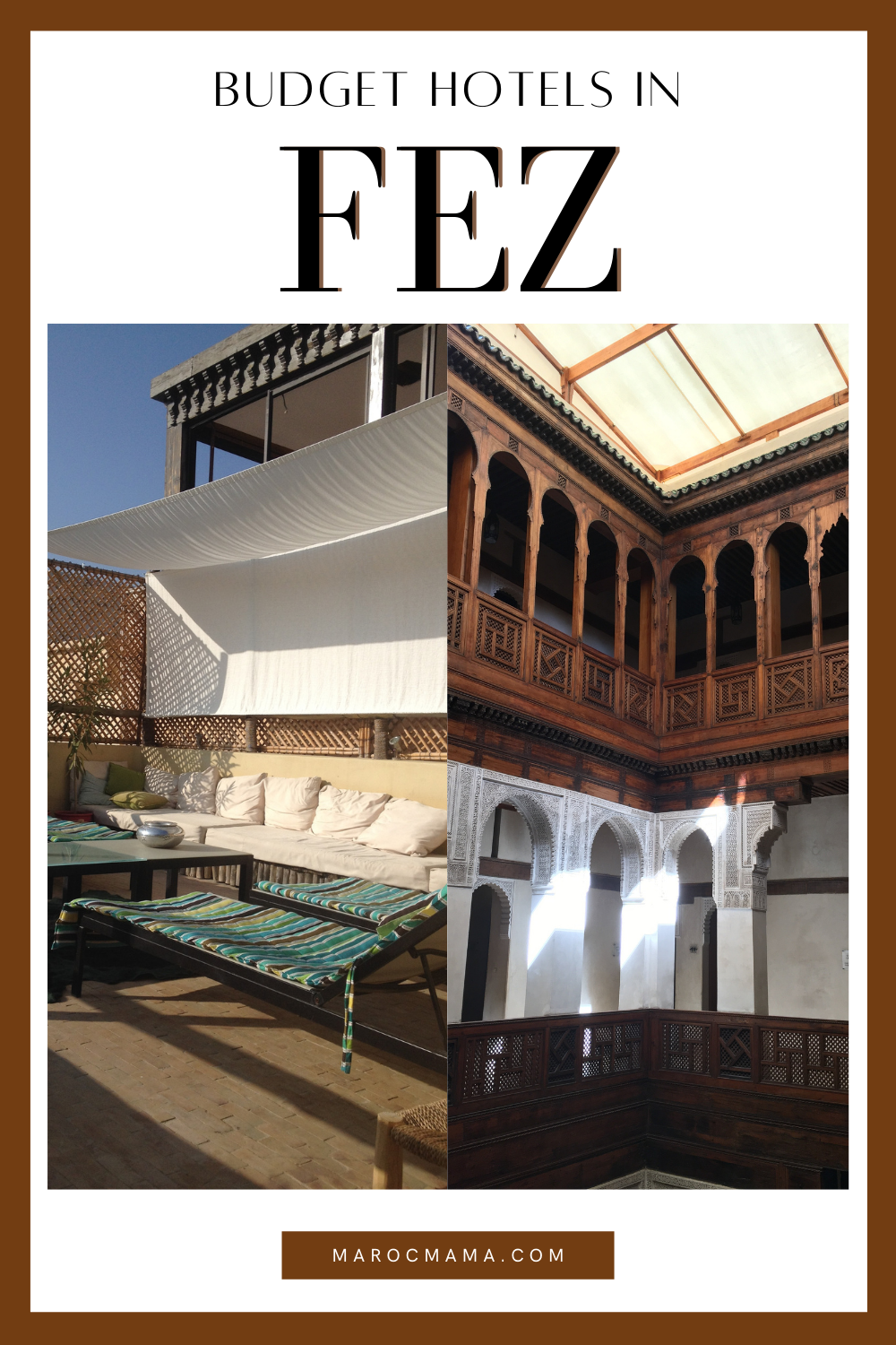 4 Images of Fez in a Collage showing the different styles of buildings
