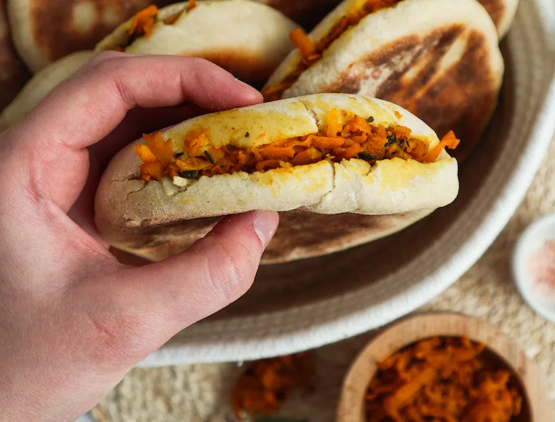 Moroccan Spiced Carrot Stuffed Batbout