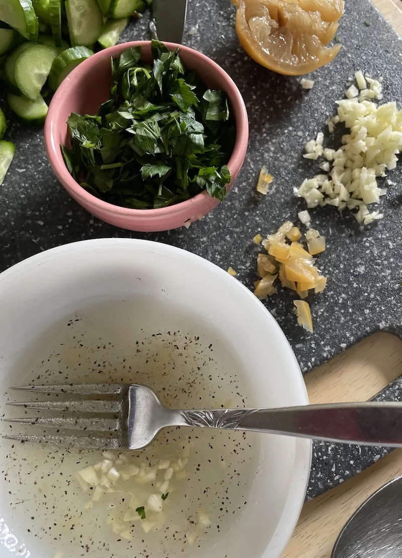 Moroccan salad bowl with preserved lemons - Lazy Cat Kitchen