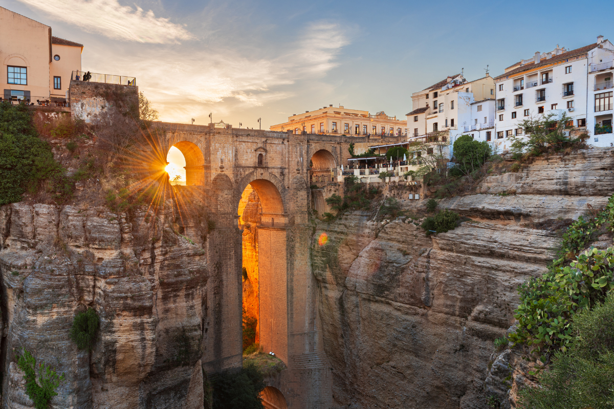 The Puente Nuevo bridge located at the city of Ronda, in southern Spain. 
