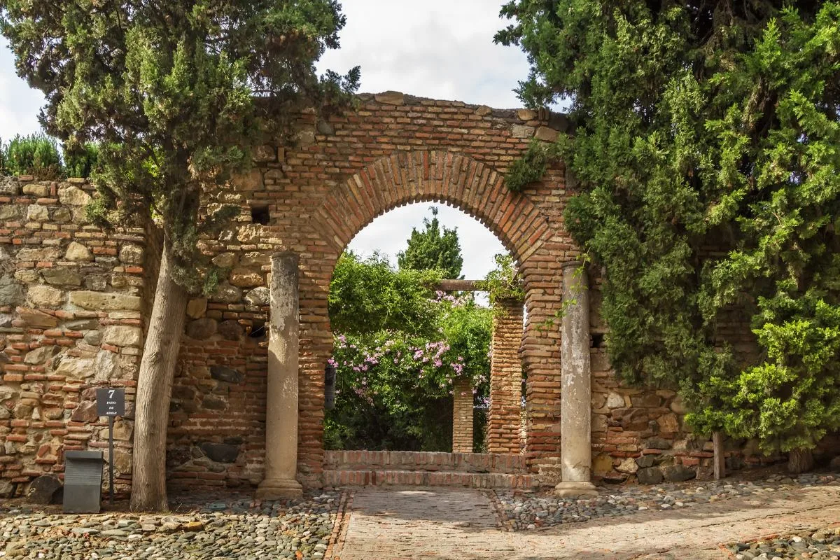 The palatial fortification of Alcazaba in Málaga, Spain.