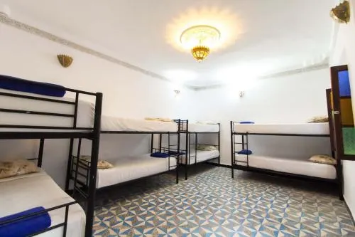 hostel in Fez with 4 bunk beds in one room