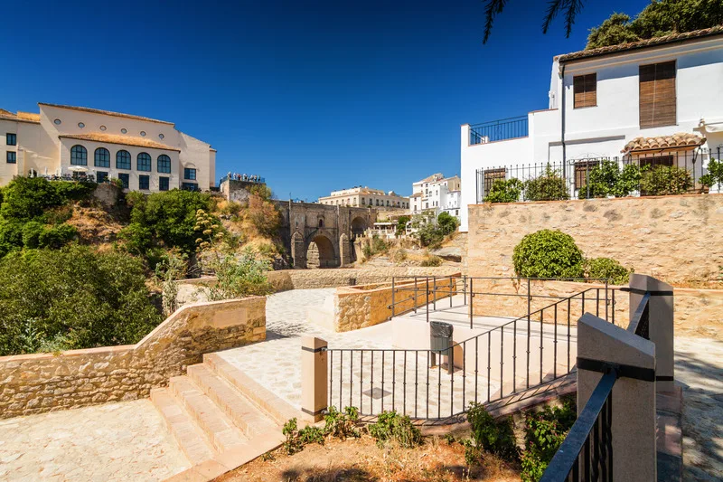 Buildings and viewpoint in Ronda, Malaga province, Spain.