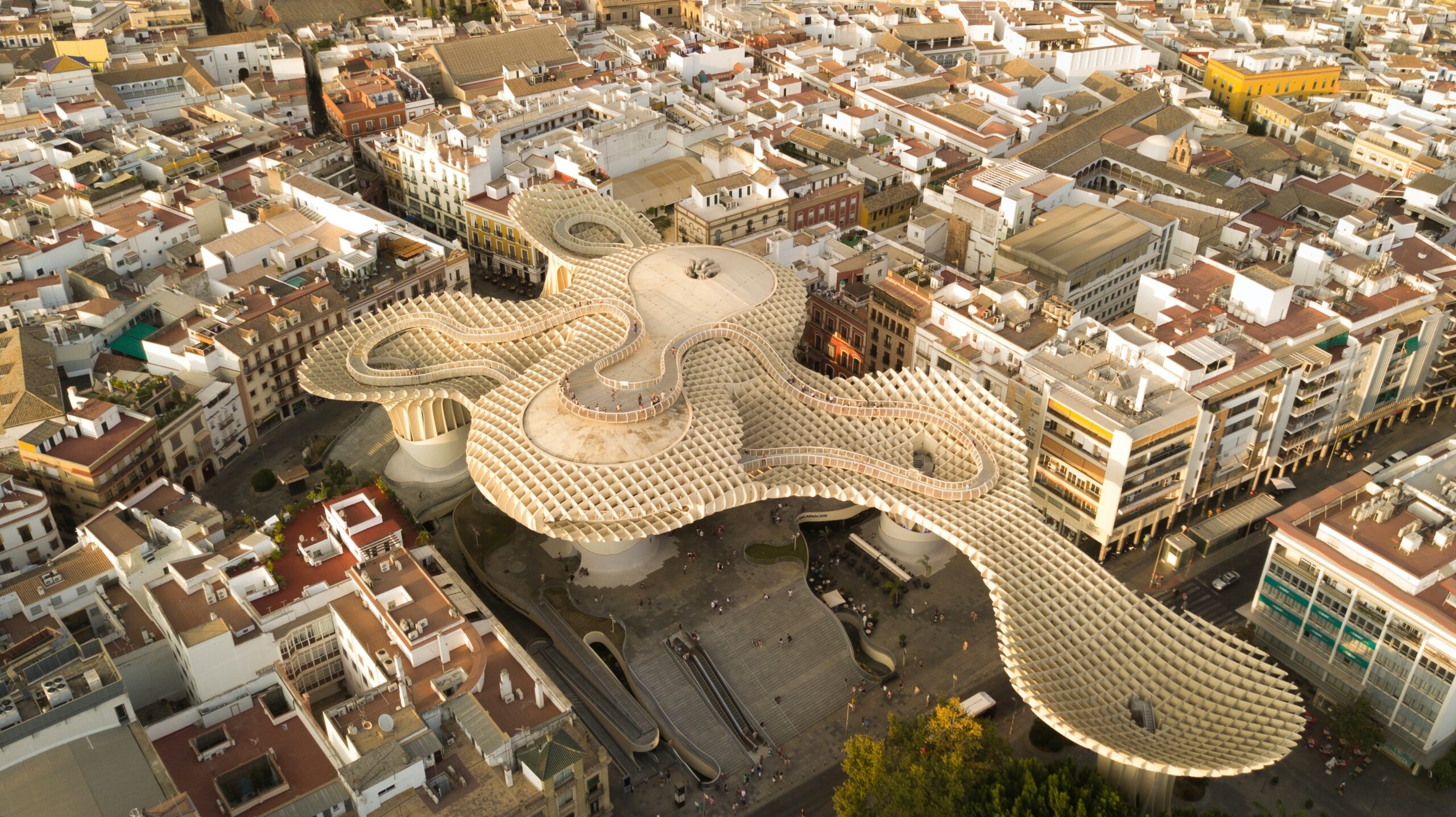 Panoramic view of the city's buildings in Seville historical tours