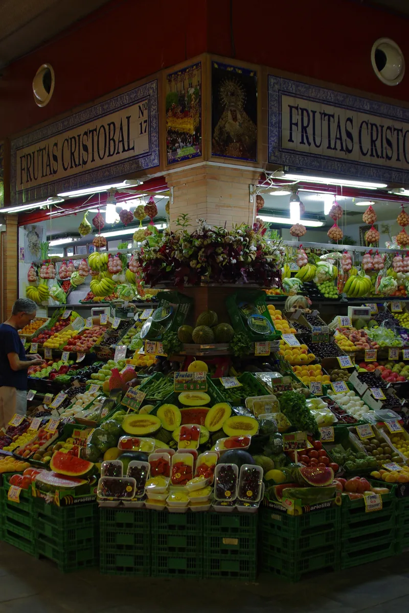 fruit stand in Triana market