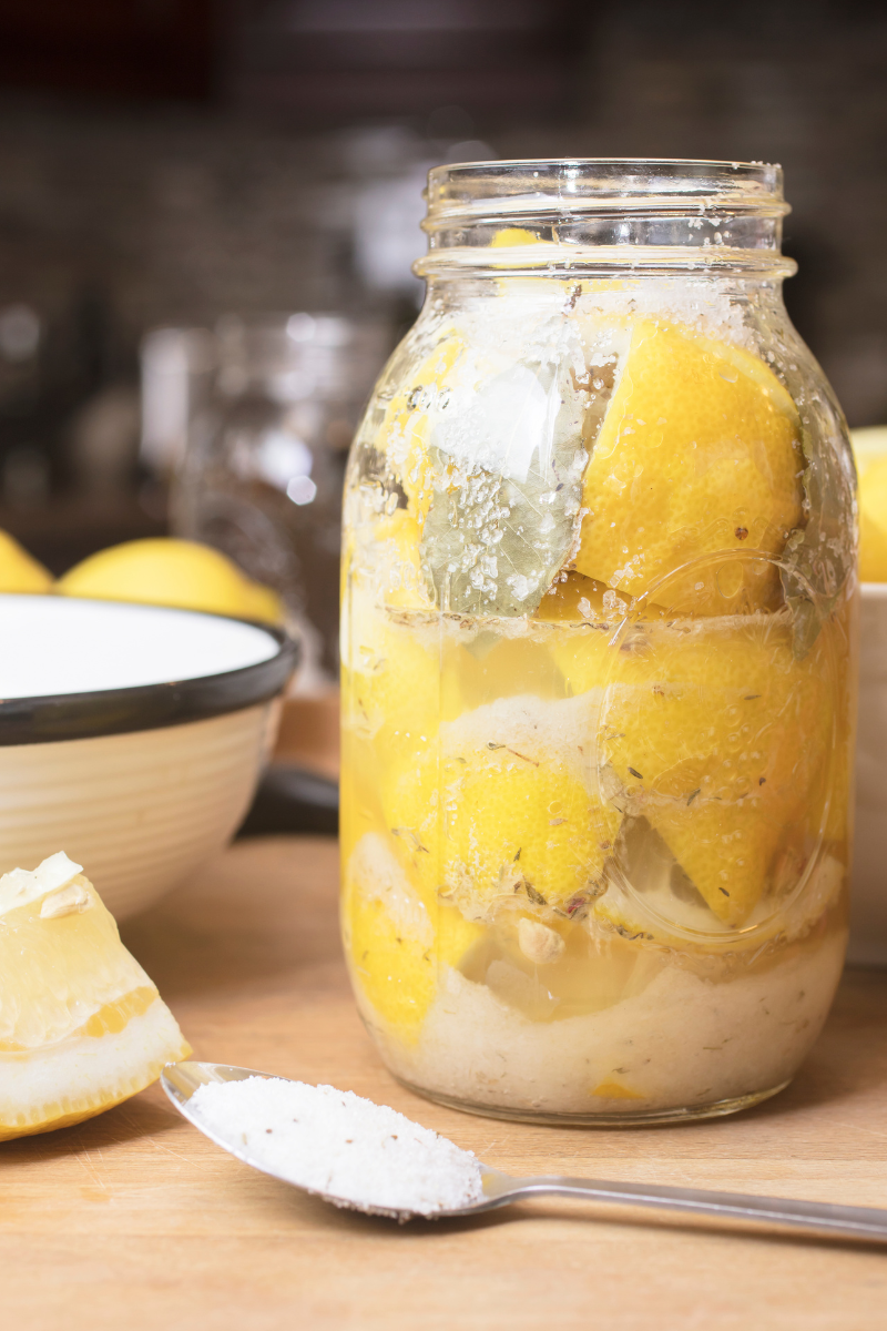 open jar of lemons 
