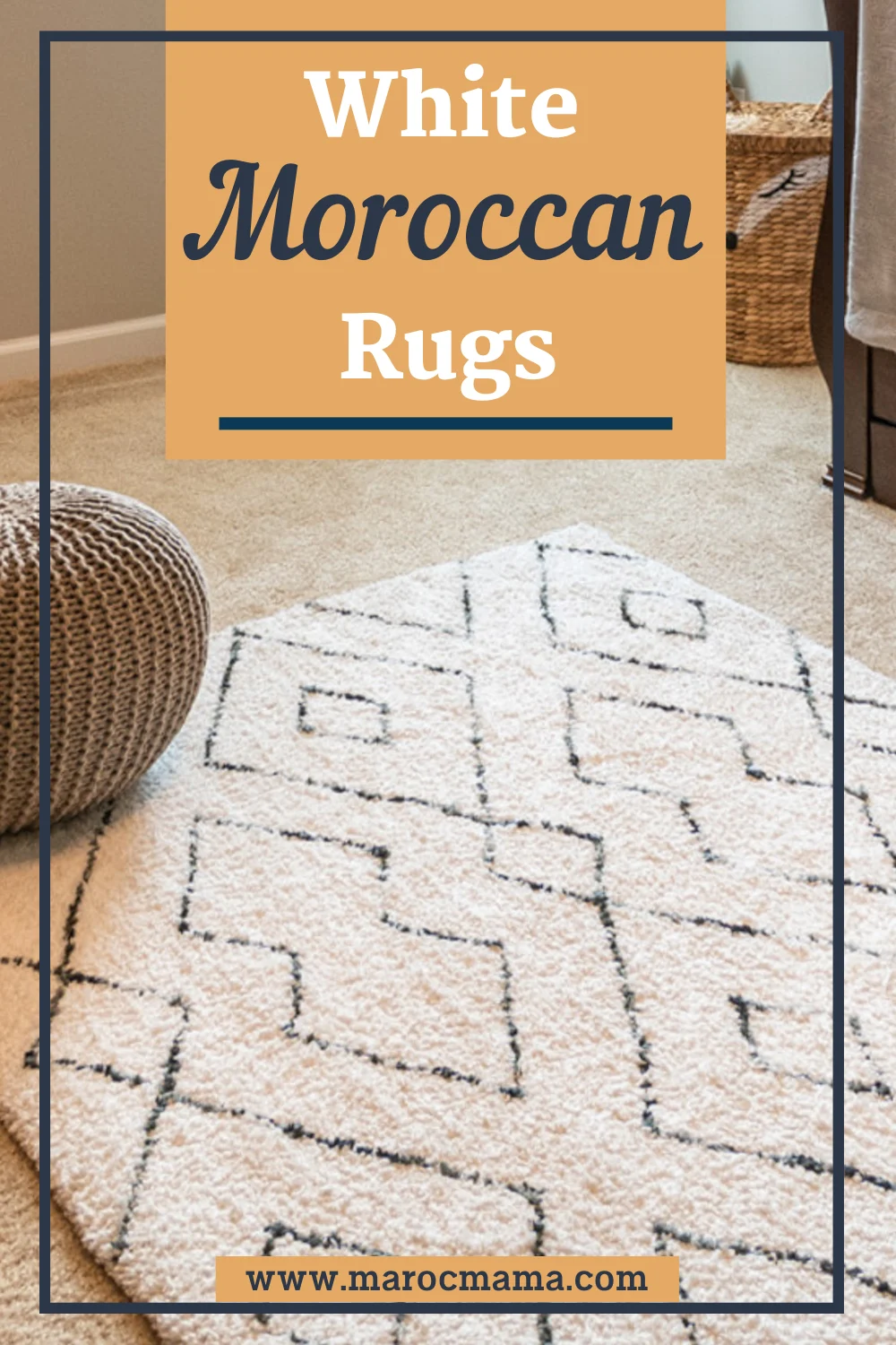 white moroccan rugs with abstract designs with the text White Moroccan rugs