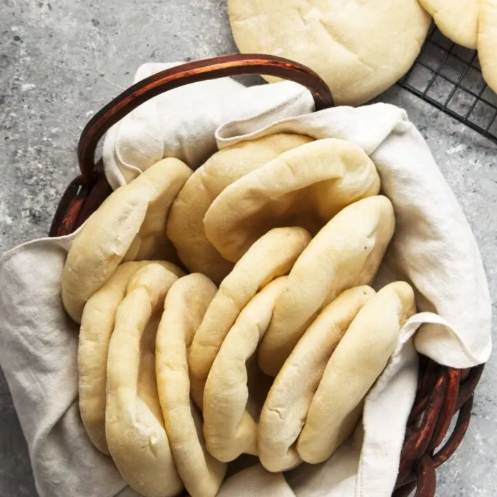 mini pita breads in basket