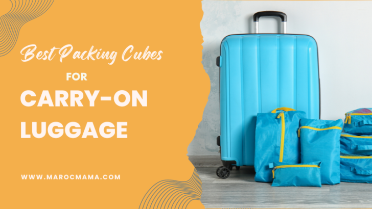 blue luggage and packing cubes