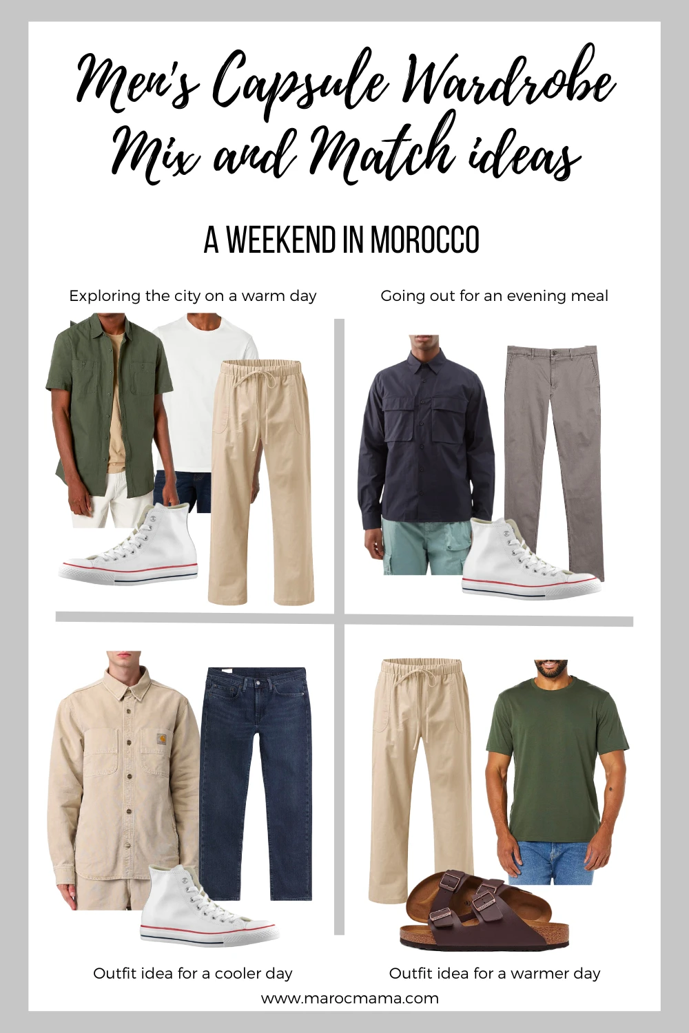 4 different capsule wardrobe ideas for men in Morocco