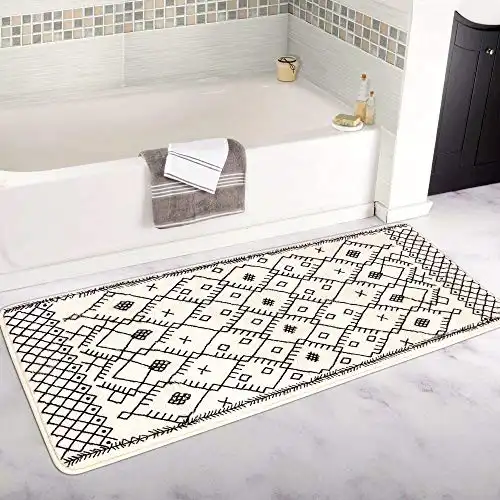 2' x 5' Long Bathroom Rugs Non-Slip Moroccan Bath Mat