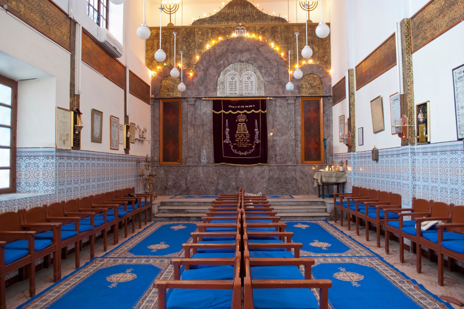 Inside a synagogue in Marrakech