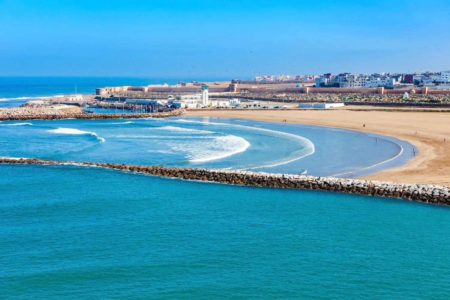 Rabat beach aerial panoramic view
