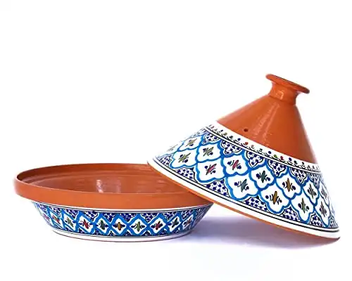 Kamsah Hand Made and Hand Painted Tagine Pot