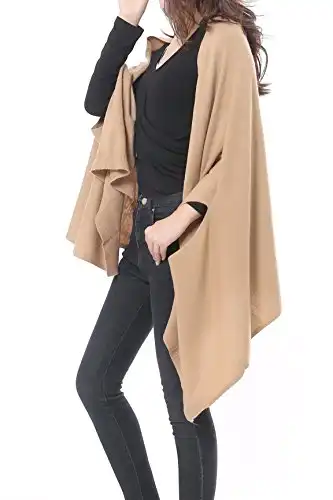 Wool Blended Long Knit Poncho Shawls