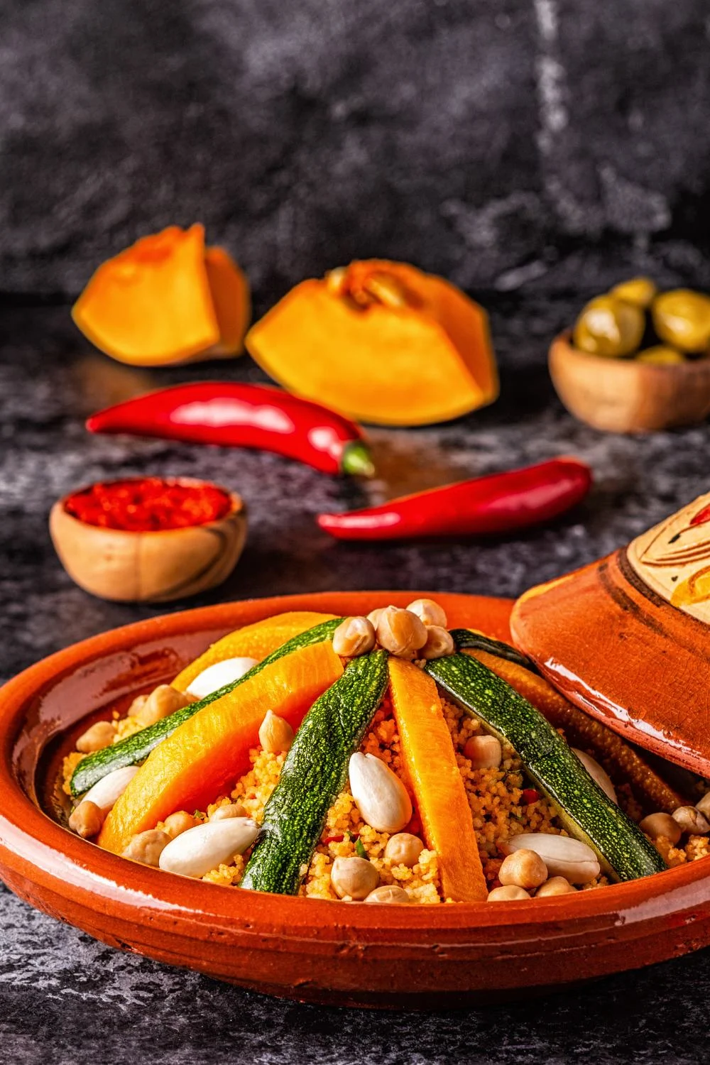 Vegan tagine consist of plant-based foods