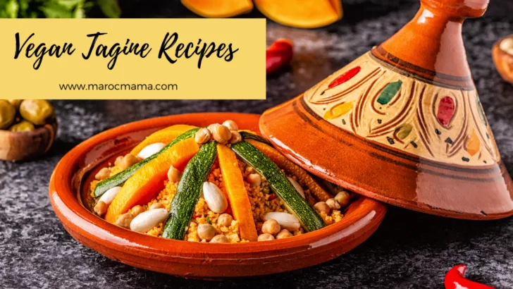 Vegan tagine consist of plant-based foods with the text Vegan Tagine Recipes