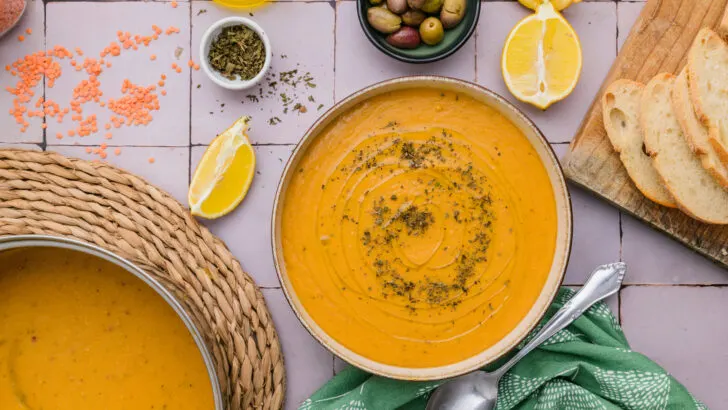 potrait image of Turkish lentil soup